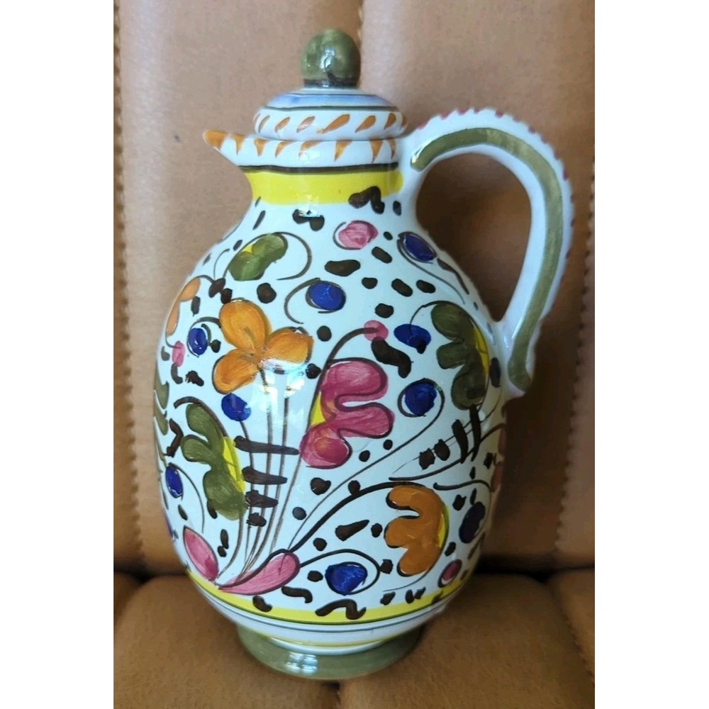 Vintage Oil or Vinegar Cruet Majolica Rooster Made In Italy 190-100